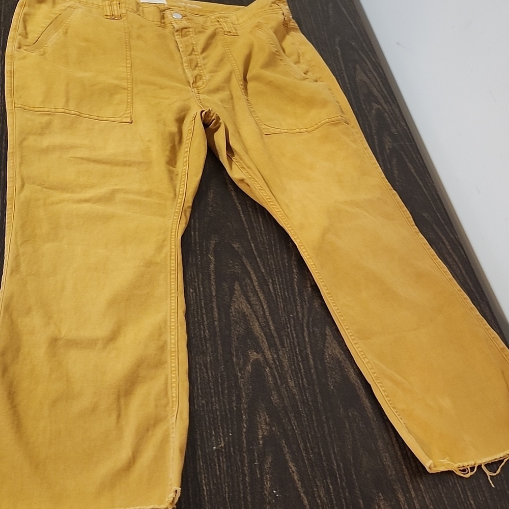 Anthropologie Pilcro Mustard Yellow Yaya Highrise Wide Leg Pants 34 - Picture 2 of 9